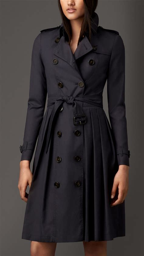 burberry long full skirted wool silk trench coat|burberry brit trench coat women's.